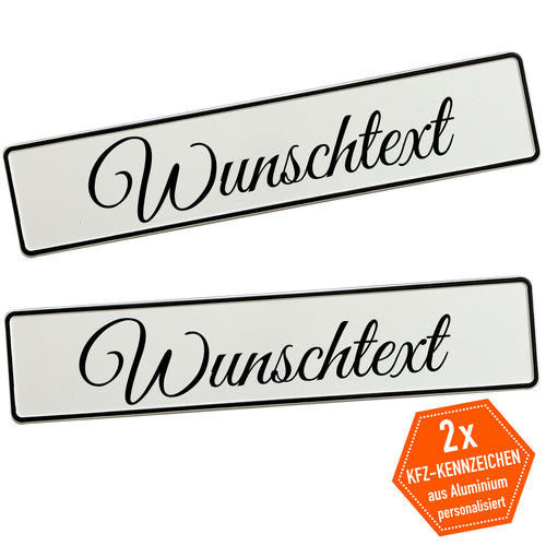 Personalisierbares Hochzeitskennzeichen mit Wunschtext – Deko fürs Hochzeitsauto – 2er Set - MADYES - Hochzeitsdeko Manufaktur