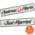 Hochzeitskennzeichen mit Namen personalisiert – Glück Motiv – Autodeko - MADYES - Hochzeitsdeko Manufaktur