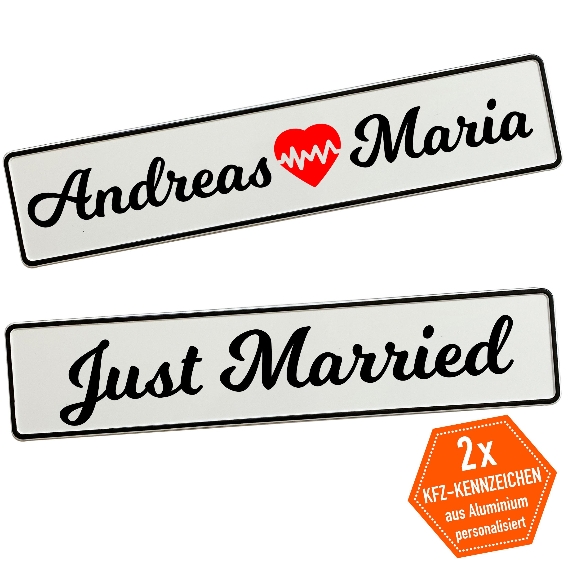 Hochzeitskennzeichen mit Namen – Herzschlag Motiv – Modern & romantisch - MADYES - Hochzeitsdeko Manufaktur