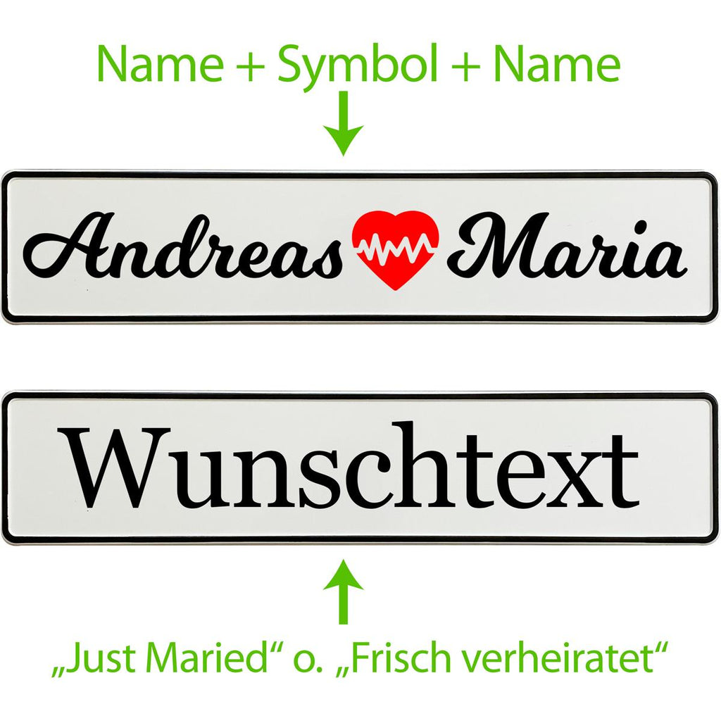 Hochzeitskennzeichen mit Namen – Herzschlag Motiv – Modern & romantisch - MADYES - Hochzeitsdeko Manufaktur