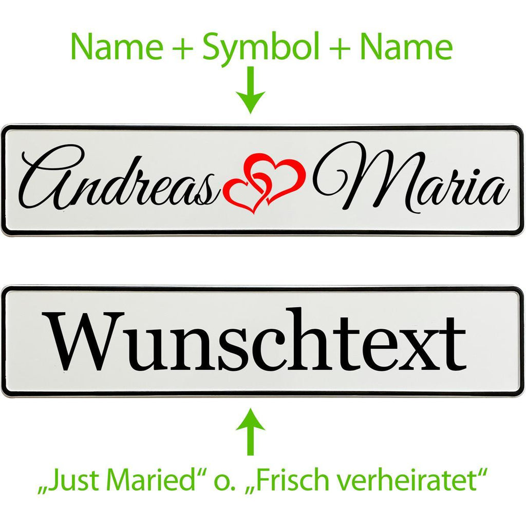 Kennzeichen Hochzeit personalisiert – Love modern Design – Mit Namen - MADYES - Hochzeitsdeko Manufaktur
