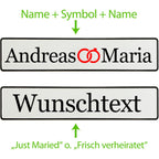 Hochzeitskennzeichen mit Namen – Stilvolle Autodeko – Motiv Ringe - MADYES - Hochzeitsdeko Manufaktur