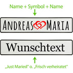 Kennzeichen Hochzeit personalisiert mit Namen – Romantisches Love-Motiv - MADYES - Hochzeitsdeko Manufaktur