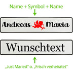 Kennzeichen Hochzeit personalisiert – Amor Motiv – Romantische Autodeko - MADYES - Hochzeitsdeko Manufaktur