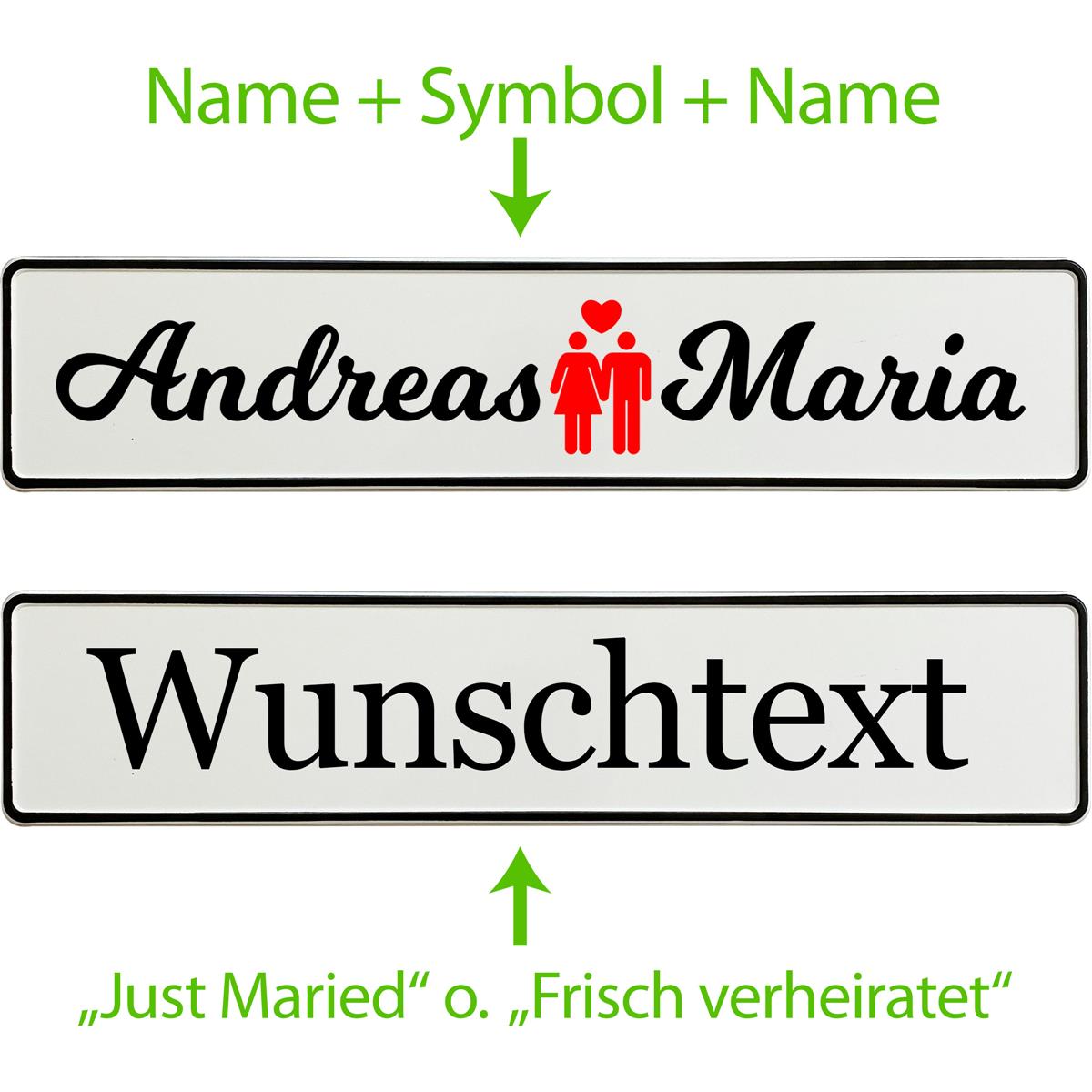 Kennzeichen Hochzeit personalisiert – Motiv Brautpaar – Hochzeitsauto Deko - MADYES - Hochzeitsdeko Manufaktur