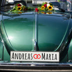 Hochzeitskennzeichen mit Namen – Stilvolle Autodeko – Motiv Ringe - MADYES - Hochzeitsdeko Manufaktur