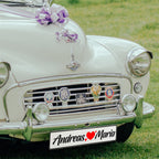 Kennzeichen Hochzeit personalisiert – Herz & Pfeil Motiv – Autodeko - MADYES - Hochzeitsdeko Manufaktur