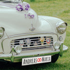 Hochzeitskennzeichen mit Namen – Stilvolle Autodeko – Motiv Ringe - MADYES - Hochzeitsdeko Manufaktur