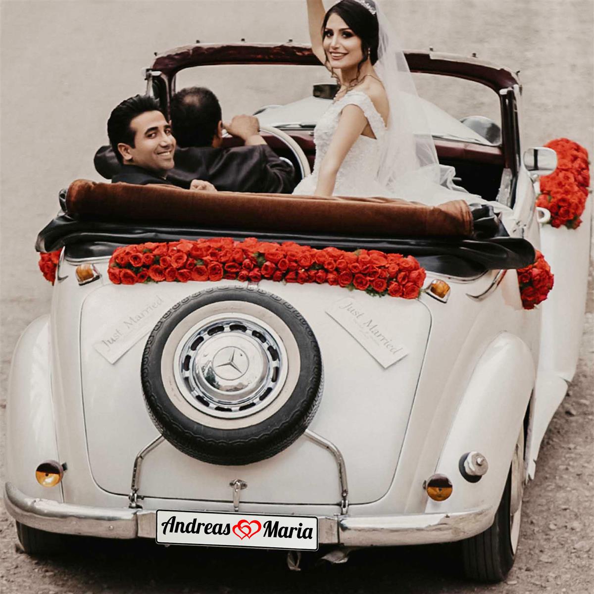 Kennzeichen Hochzeit personalisiert mit Namen – Romantisches Love-Motiv - MADYES - Hochzeitsdeko Manufaktur