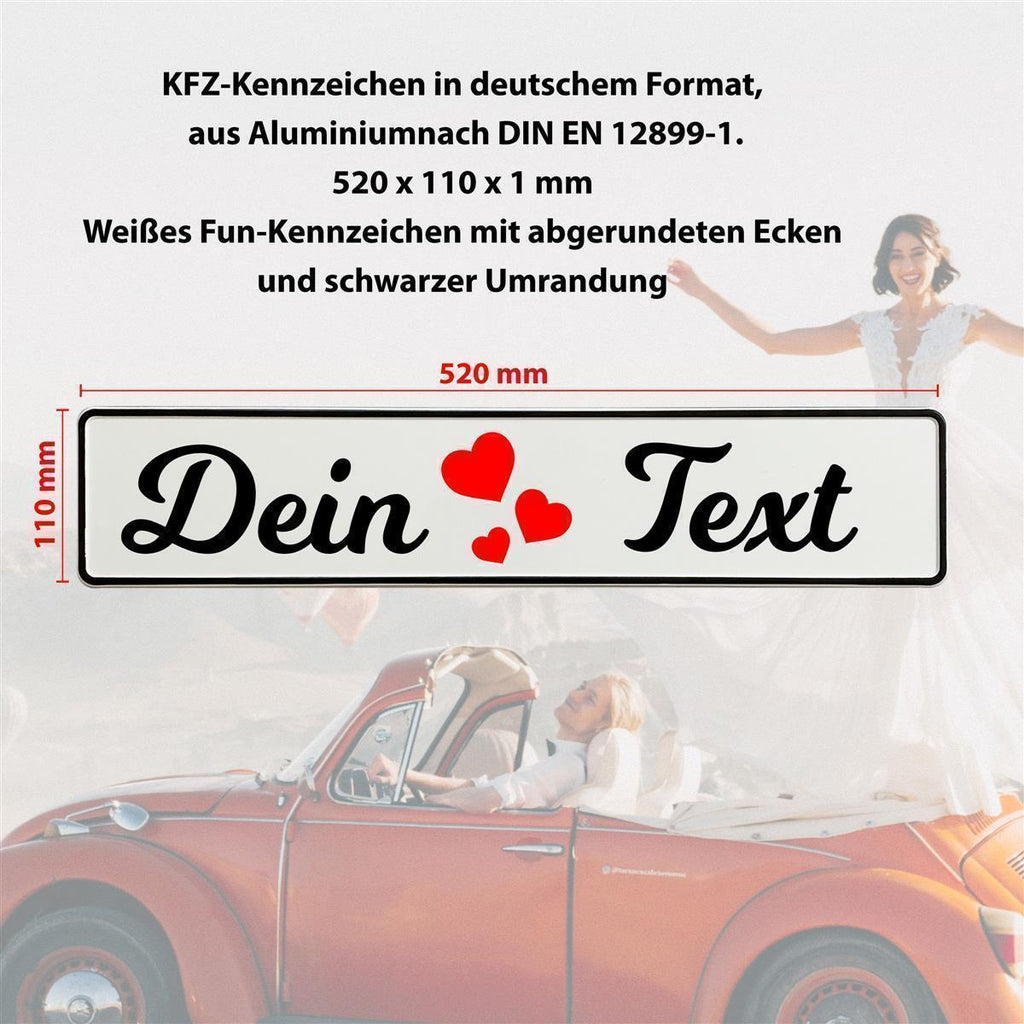 Hochzeitskennzeichen mit Namen personalisiert – Autodeko – Motiv Sekt - MADYES - Hochzeitsdeko Manufaktur