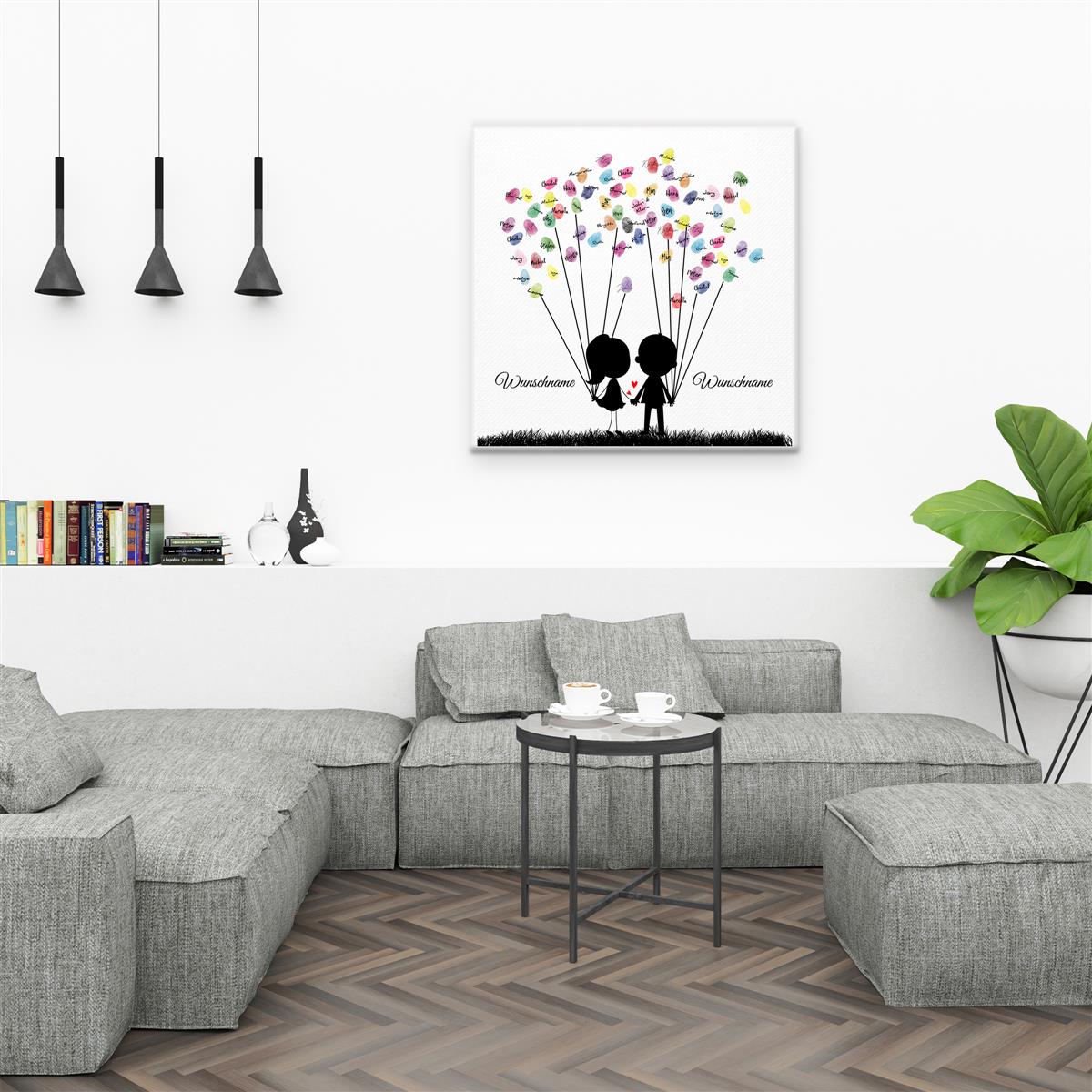 Personalisiertes Hochzeits-Gästebuch Leinwand 50x50 cm - Motiv Sweet Couple - MADYES - Hochzeitsdeko Manufaktur