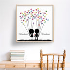 Personalisiertes Hochzeits-Gästebuch Leinwand 50x50 cm - Motiv Sweet Couple - MADYES - Hochzeitsdeko Manufaktur