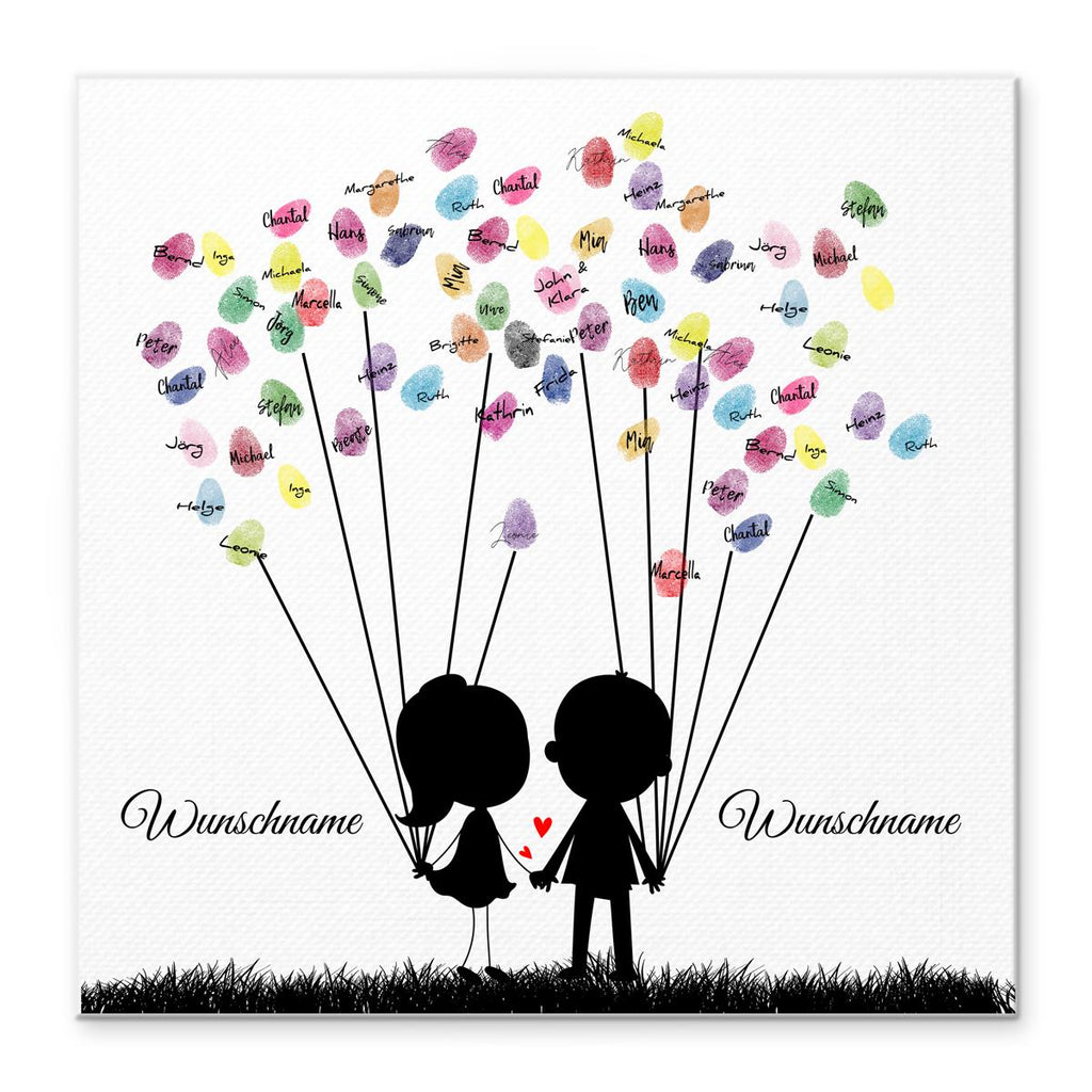 Personalisiertes Hochzeits-Gästebuch Leinwand 50x50 cm - Motiv Sweet Couple - MADYES - Hochzeitsdeko Manufaktur