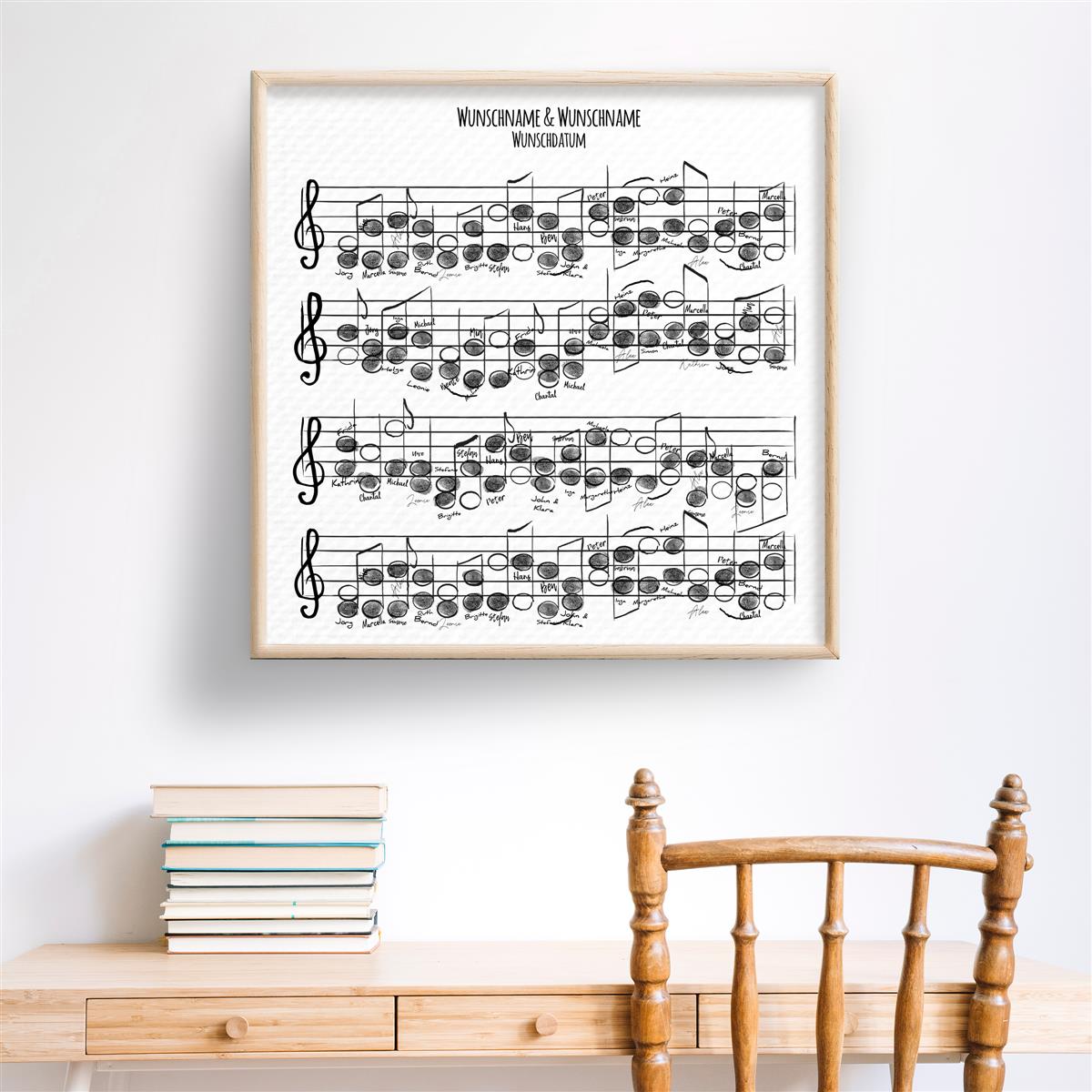 Personalisiertes Hochzeits-Gästebuch Leinwand 50x50 cm - Motiv Liebeslied - MADYES - Hochzeitsdeko Manufaktur