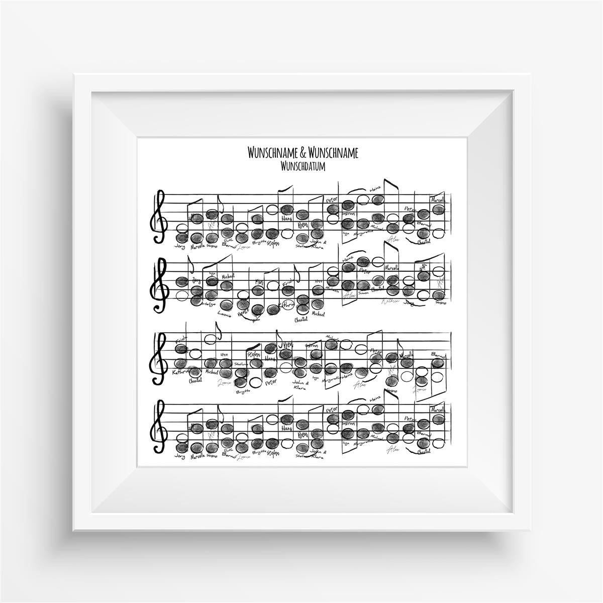 Personalisiertes Hochzeits-Gästebuch Leinwand 50x50 cm - Motiv Liebeslied - MADYES - Hochzeitsdeko Manufaktur