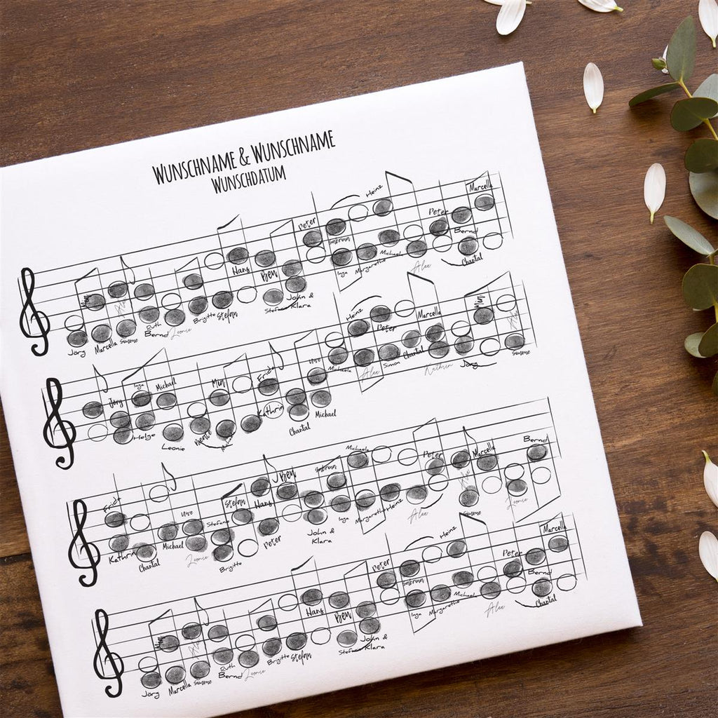 Personalisiertes Hochzeits-Gästebuch Leinwand 50x50 cm - Motiv Liebeslied - MADYES - Hochzeitsdeko Manufaktur