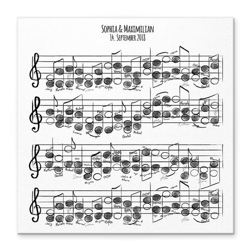Personalisiertes Hochzeits-Gästebuch Leinwand 50x50 cm - Motiv Liebeslied - MADYES - Hochzeitsdeko Manufaktur