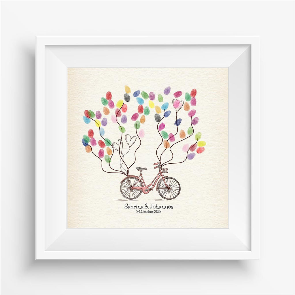 Personalisiertes Hochzeits-Gästebuch Leinwand 50x50 cm - Motiv Bike - MADYES - Hochzeitsdeko Manufaktur