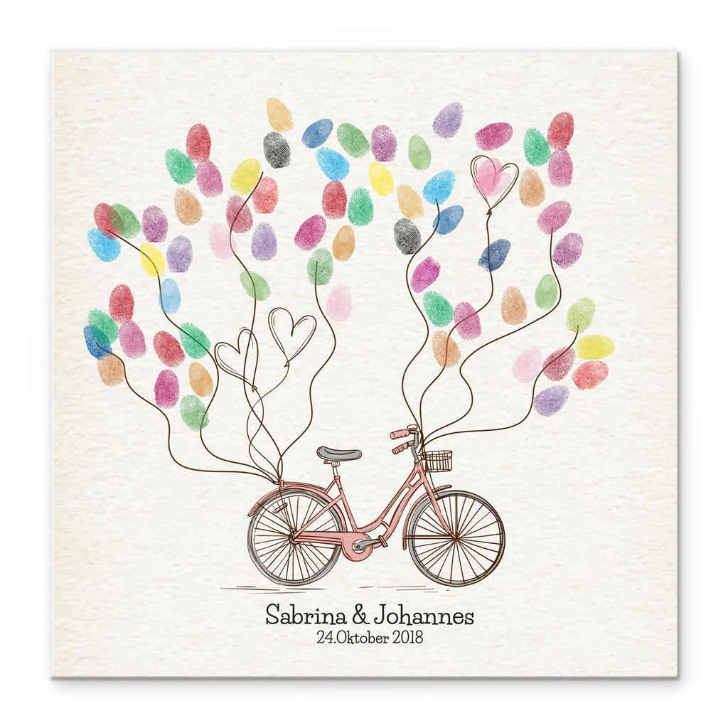 Personalisiertes Hochzeits-Gästebuch Leinwand 50x50 cm - Motiv Bike - MADYES - Hochzeitsdeko Manufaktur