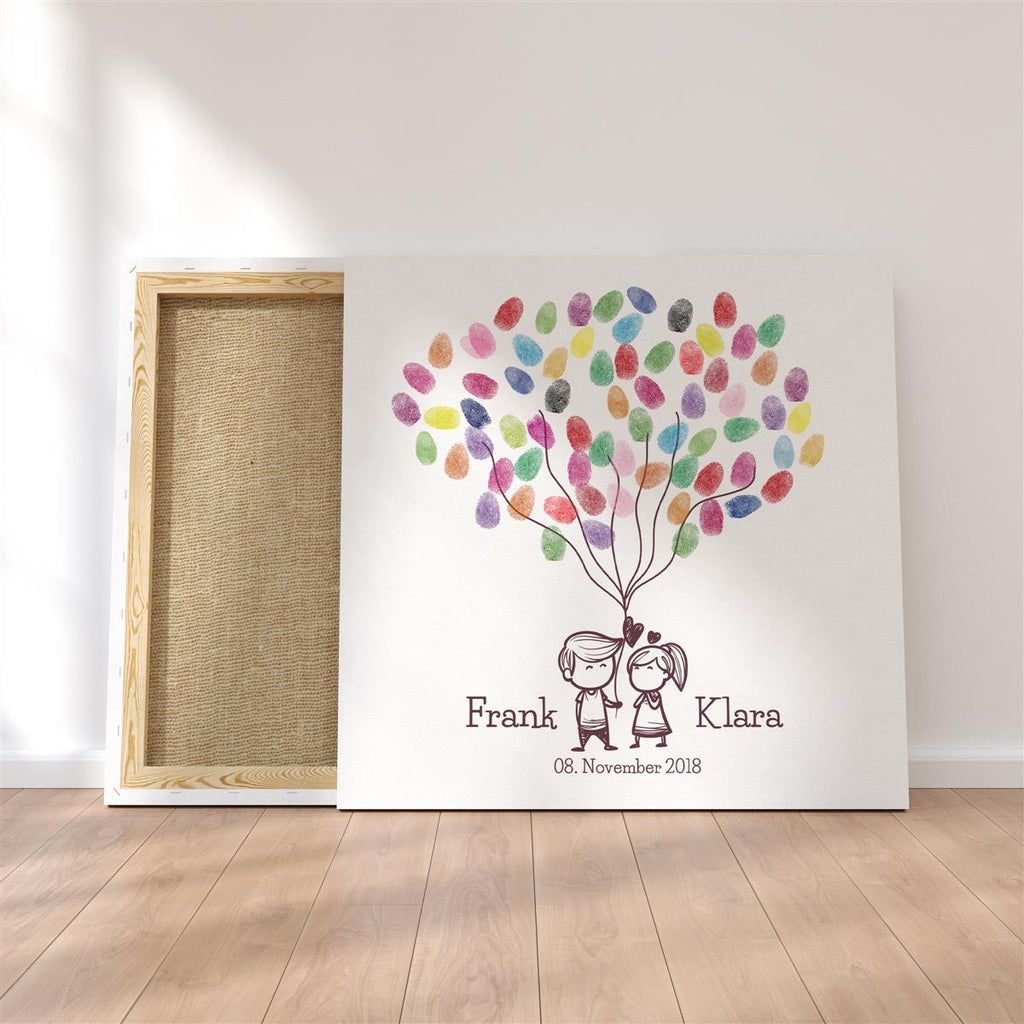 Personalisiertes Hochzeits-Gästebuch Leinwand 50x50 cm - Motiv Verliebt - MADYES - Hochzeitsdeko Manufaktur