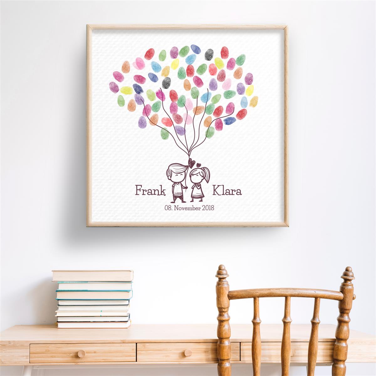 Personalisiertes Hochzeits-Gästebuch Leinwand 50x50 cm - Motiv Verliebt - MADYES - Hochzeitsdeko Manufaktur