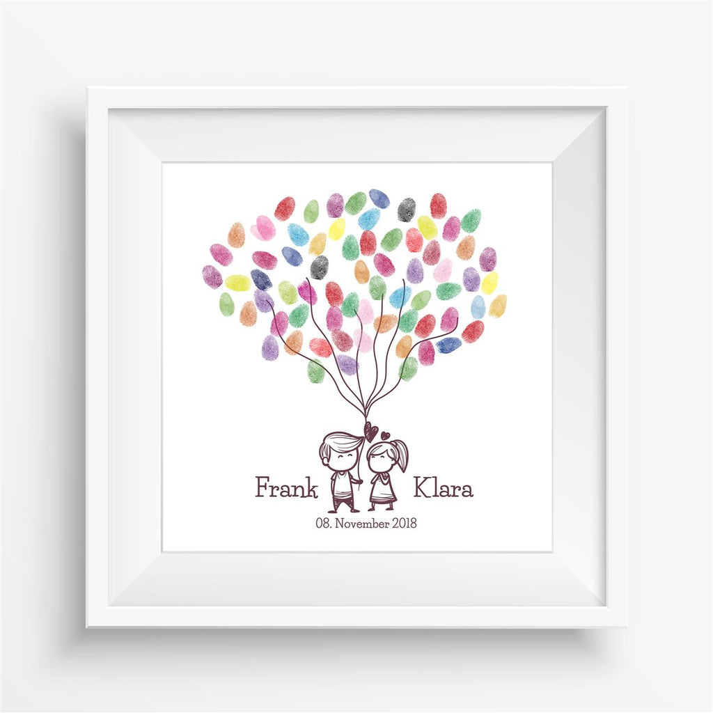 Personalisiertes Hochzeits-Gästebuch Leinwand 50x50 cm - Motiv Verliebt - MADYES - Hochzeitsdeko Manufaktur