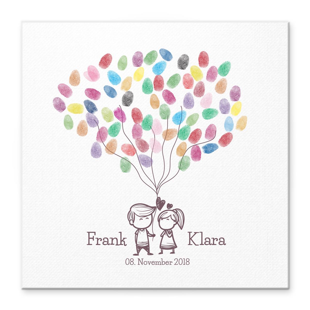 Personalisiertes Hochzeits-Gästebuch Leinwand 50x50 cm - Motiv Verliebt - MADYES - Hochzeitsdeko Manufaktur