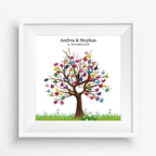 Personalisiertes Hochzeits-Gästebuch Leinwand 50x50 cm - Motiv Baum Herz - MADYES - Hochzeitsdeko Manufaktur