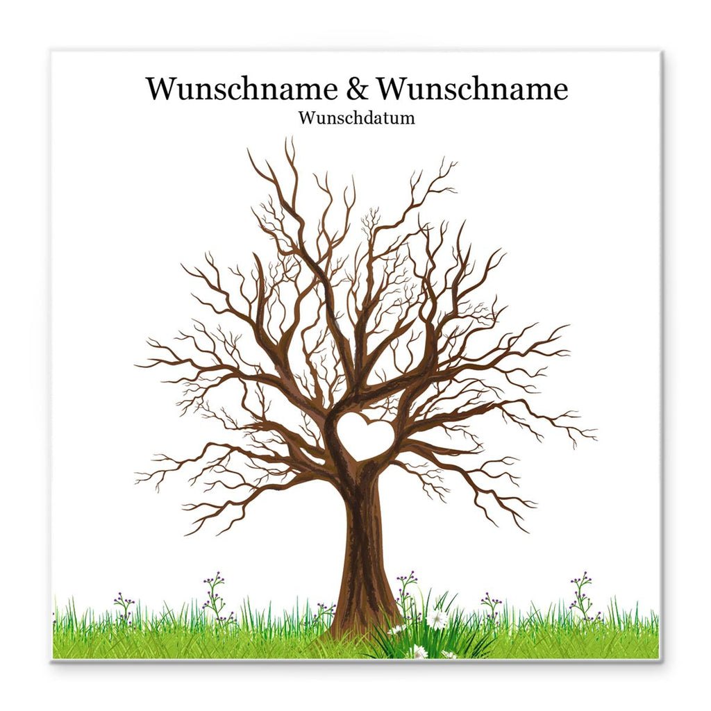 Personalisiertes Hochzeits-Gästebuch Leinwand 50x50 cm - Motiv Baum Herz - MADYES - Hochzeitsdeko Manufaktur