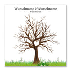 Personalisiertes Hochzeits-Gästebuch Leinwand 50x50 cm - Motiv Baum Herz - MADYES - Hochzeitsdeko Manufaktur