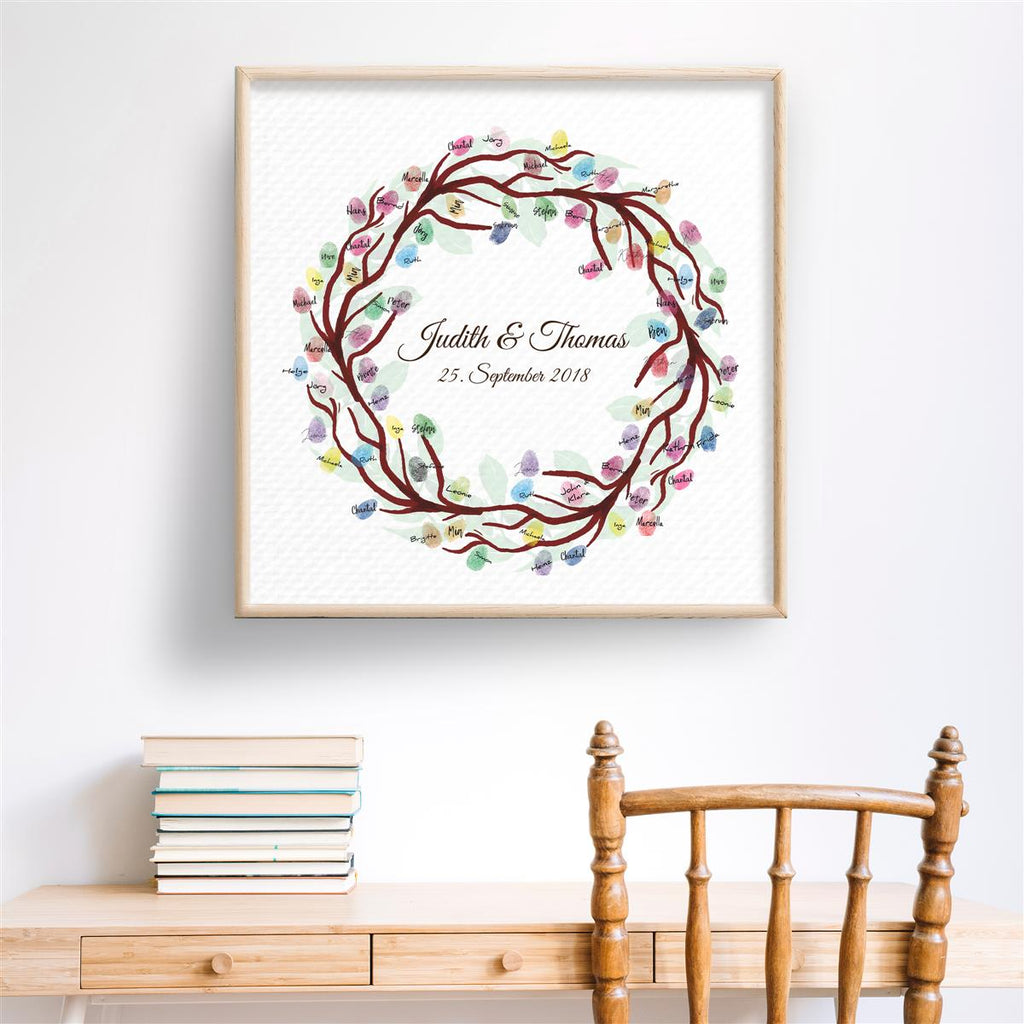 Personalisiertes Hochzeits-Gästebuch Leinwand 50x50 cm - Motiv Ring - MADYES - Hochzeitsdeko Manufaktur