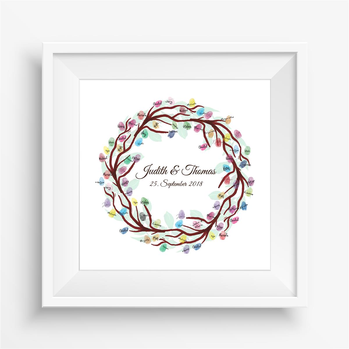 Personalisiertes Hochzeits-Gästebuch Leinwand 50x50 cm - Motiv Ring - MADYES - Hochzeitsdeko Manufaktur