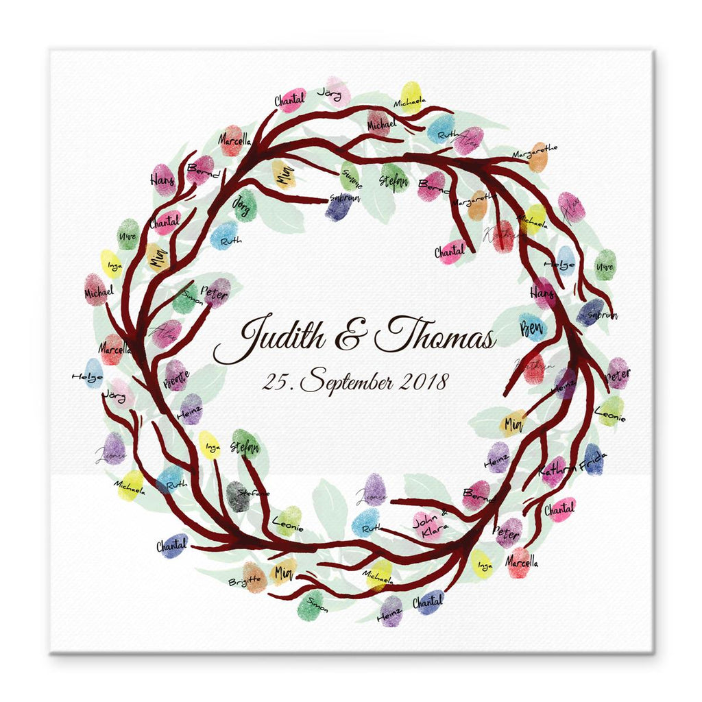 Personalisiertes Hochzeits-Gästebuch Leinwand 50x50 cm - Motiv Ring - MADYES - Hochzeitsdeko Manufaktur