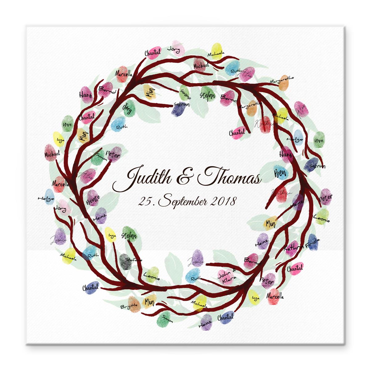 Personalisiertes Hochzeits-Gästebuch Leinwand 50x50 cm - Motiv Ring - MADYES - Hochzeitsdeko Manufaktur