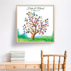 Personalisiertes Hochzeits-Gästebuch Leinwand 50x50 cm - Motiv Tree & Birds - MADYES - Hochzeitsdeko Manufaktur