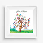 Personalisiertes Hochzeits-Gästebuch Leinwand 50x50 cm - Motiv Tree & Birds - MADYES - Hochzeitsdeko Manufaktur