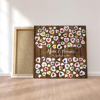 Personalisiertes Hochzeits-Gästebuch Leinwand 50x50 cm - Motiv Holz & Herz - MADYES - Hochzeitsdeko Manufaktur