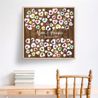 Personalisiertes Hochzeits-Gästebuch Leinwand 50x50 cm - Motiv Holz & Herz - MADYES - Hochzeitsdeko Manufaktur