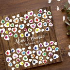 Personalisiertes Hochzeits-Gästebuch Leinwand 50x50 cm - Motiv Holz & Herz - MADYES - Hochzeitsdeko Manufaktur