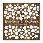 Personalisiertes Hochzeits-Gästebuch Leinwand 50x50 cm - Motiv Holz & Herz - MADYES - Hochzeitsdeko Manufaktur