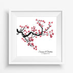 Personalisiertes Hochzeits-Gästebuch Leinwand 50x50 cm - Motiv Chinese Cherry - MADYES - Hochzeitsdeko Manufaktur