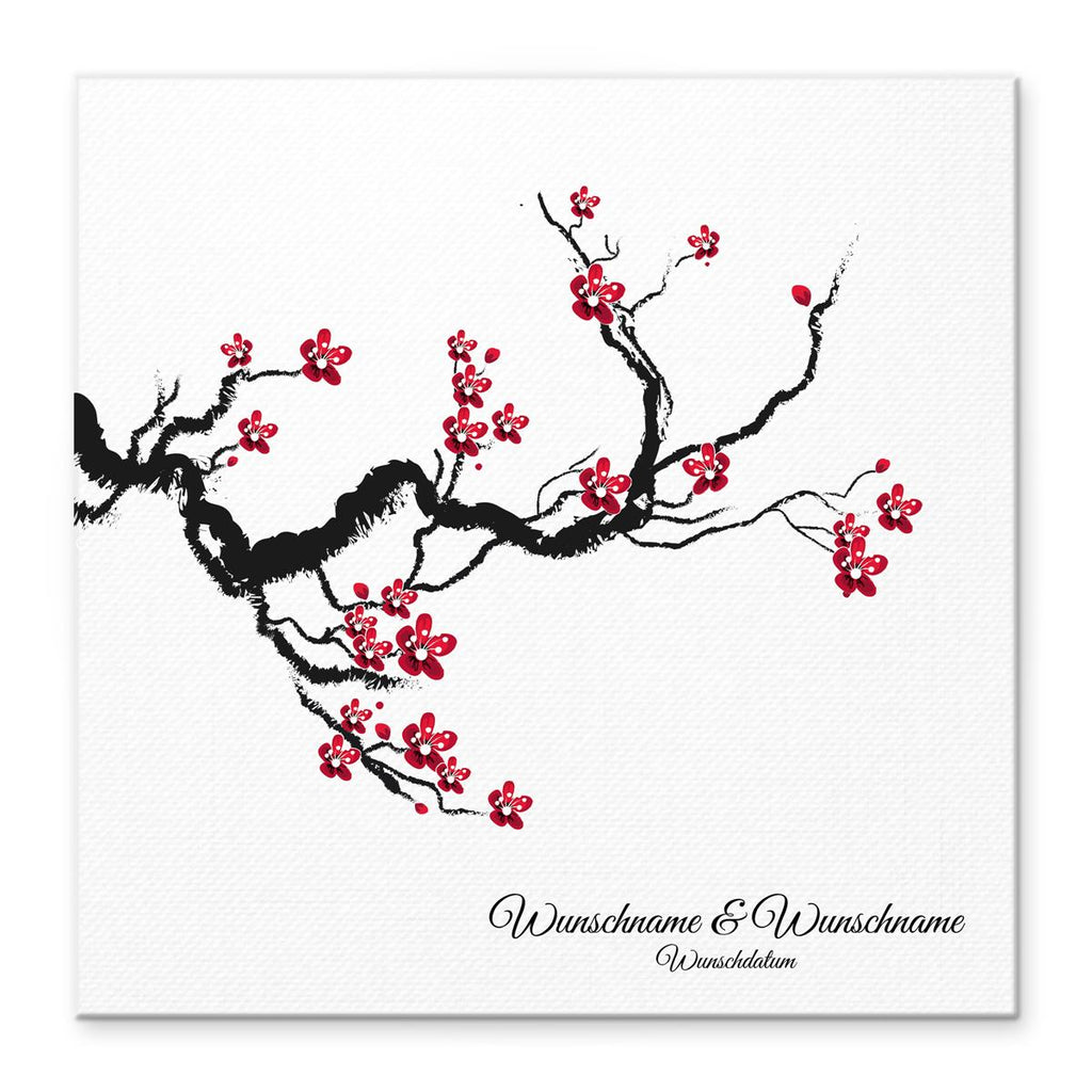 Personalisiertes Hochzeits-Gästebuch Leinwand 50x50 cm - Motiv Chinese Cherry - MADYES - Hochzeitsdeko Manufaktur