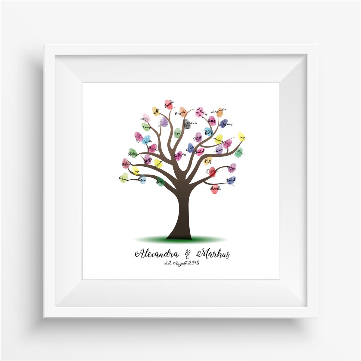 Personalisiertes Hochzeits-Gästebuch Leinwand 50x50 cm - Motiv Baum - MADYES - Hochzeitsdeko Manufaktur