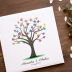 Personalisiertes Hochzeits-Gästebuch Leinwand 50x50 cm - Motiv Baum - MADYES - Hochzeitsdeko Manufaktur