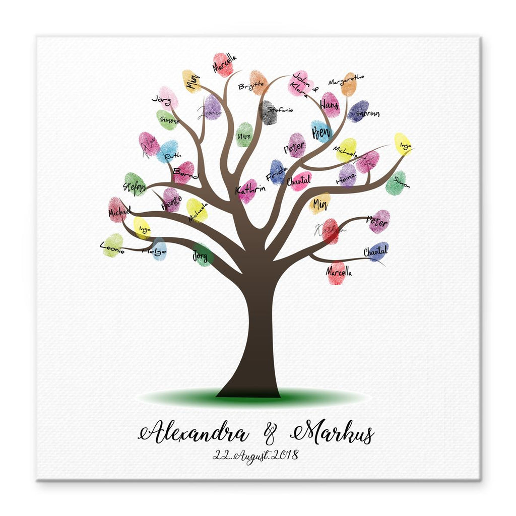 Personalisiertes Hochzeits-Gästebuch Leinwand 50x50 cm - Motiv Baum - MADYES - Hochzeitsdeko Manufaktur