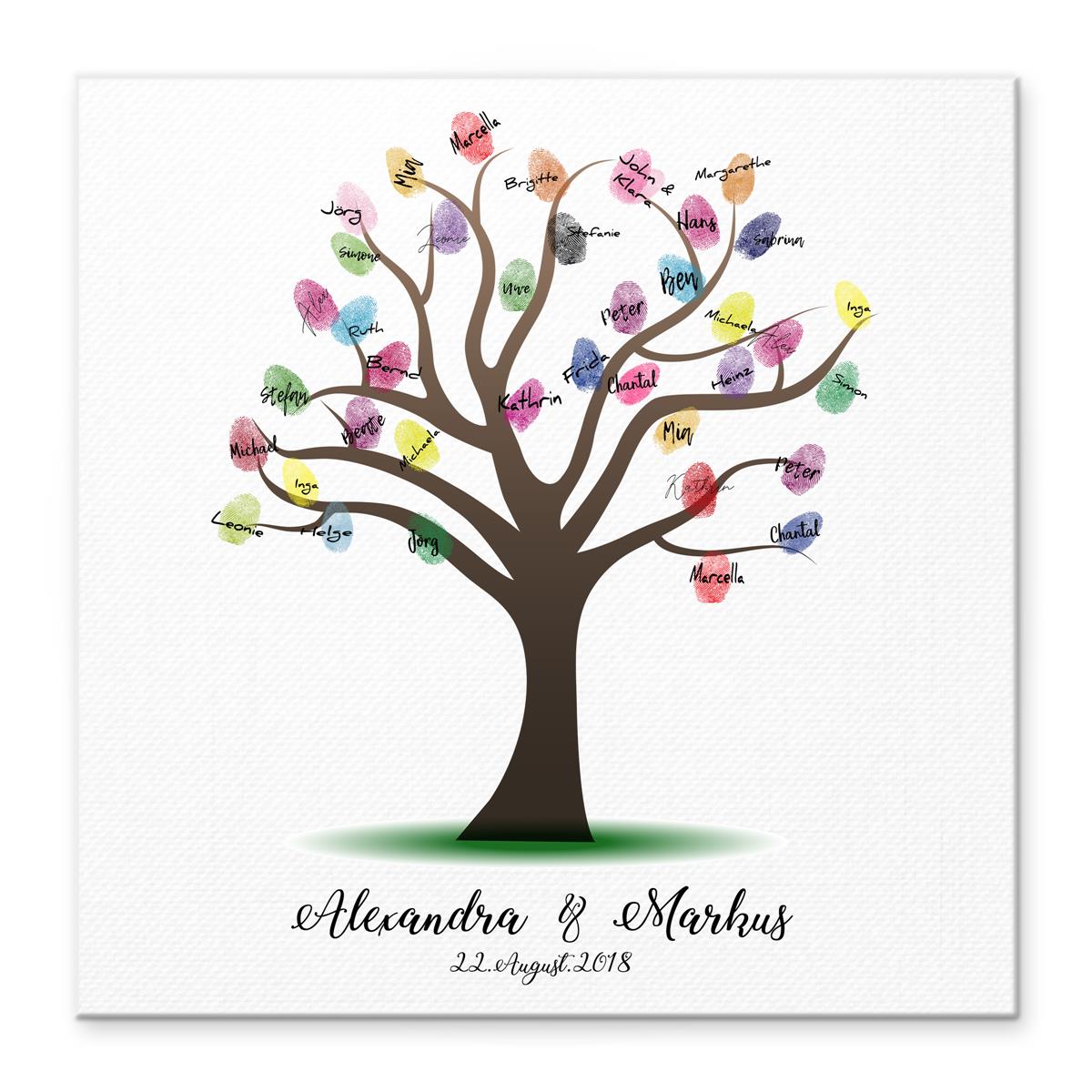 Personalisiertes Hochzeits-Gästebuch Leinwand 50x50 cm - Motiv Baum - MADYES - Hochzeitsdeko Manufaktur