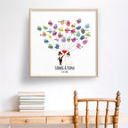 Personalisiertes Hochzeits-Gästebuch Leinwand 50x50 cm - Motiv Herz Luftballons - MADYES - Hochzeitsdeko Manufaktur
