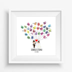 Personalisiertes Hochzeits-Gästebuch Leinwand 50x50 cm - Motiv Herz Luftballons - MADYES - Hochzeitsdeko Manufaktur