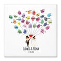 Personalisiertes Hochzeits-Gästebuch Leinwand 50x50 cm - Motiv Herz Luftballons - MADYES - Hochzeitsdeko Manufaktur