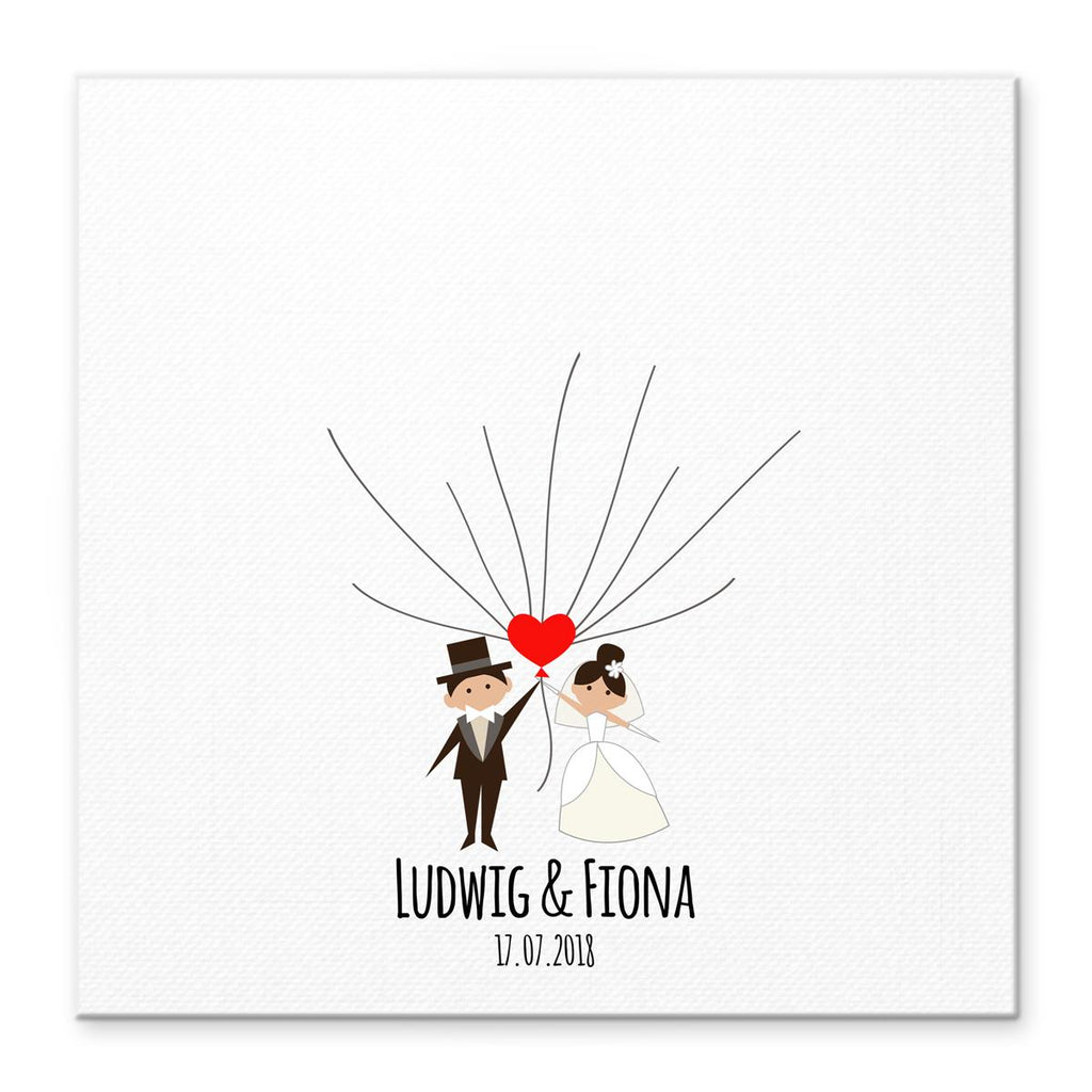 Personalisiertes Hochzeits-Gästebuch Leinwand 50x50 cm - Motiv Herz Luftballons - MADYES - Hochzeitsdeko Manufaktur